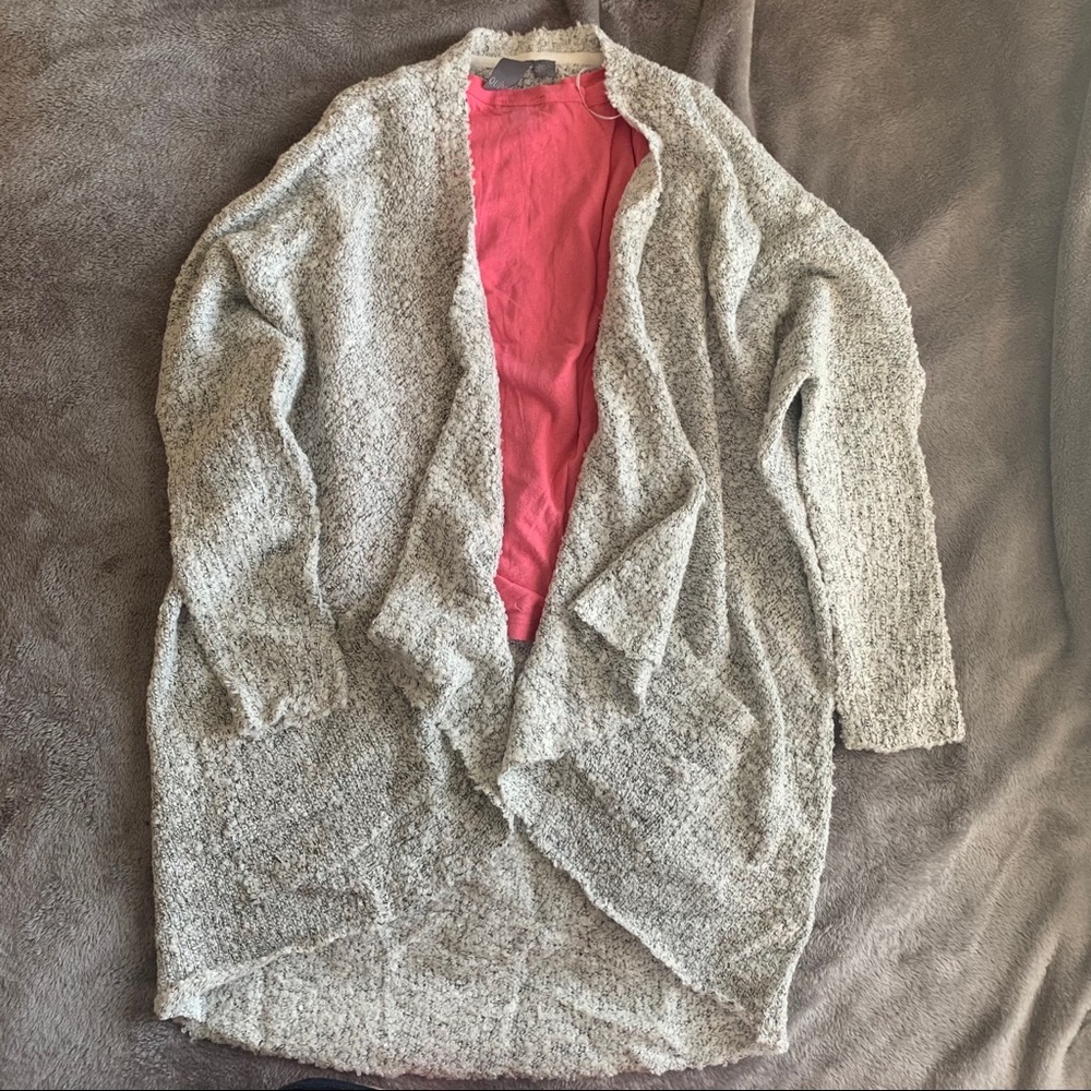 Marled Grey Boucle Drape Front Cardigan